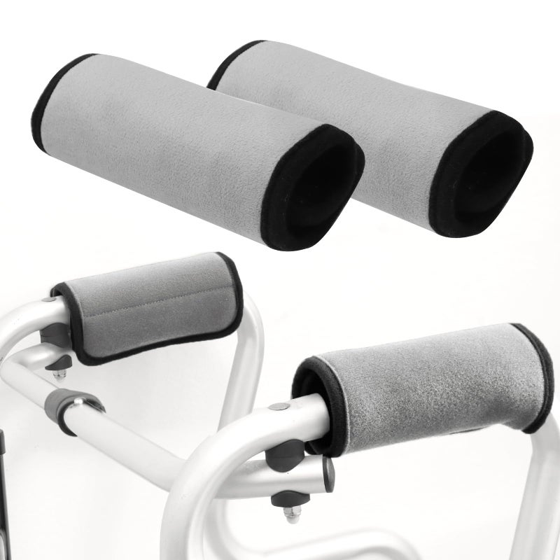 2 Pack Walker Handle Cushions Walker Grip Covers Pads Walker Padded Hand Grip Covers for Rolling Wheelchair Walker Elderly Grippers Rollator Handle (Grey)